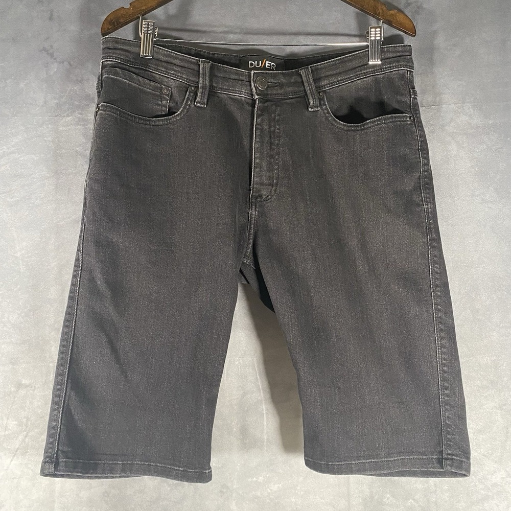 Du/er Shorts 33x10 Black Slim Fit Performance‎ Denim Stretch Duer